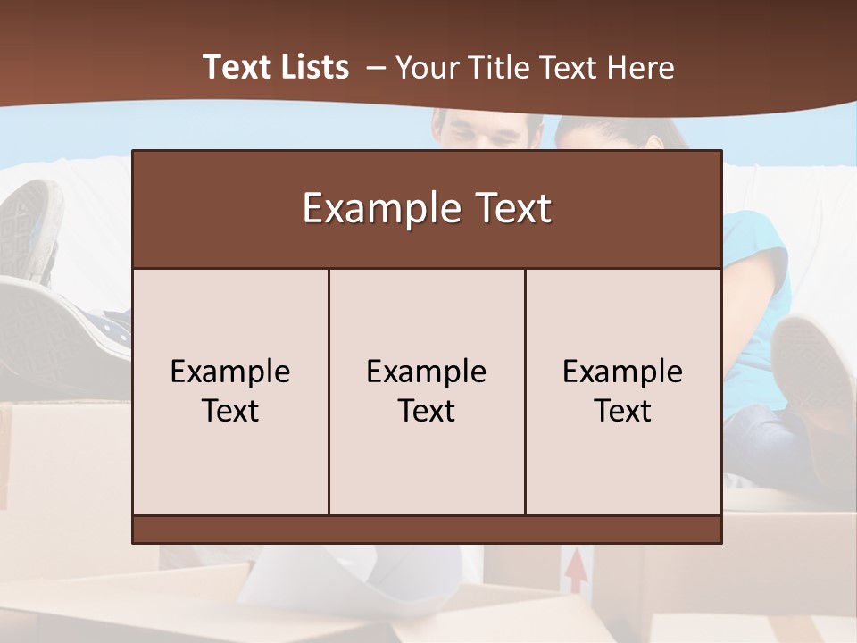 A Man And Woman Sitting On A Couch Surrounded By Boxes PowerPoint Template