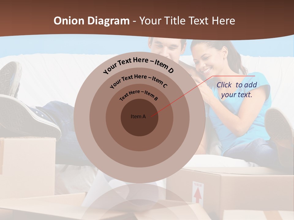 A Man And Woman Sitting On A Couch Surrounded By Boxes PowerPoint Template