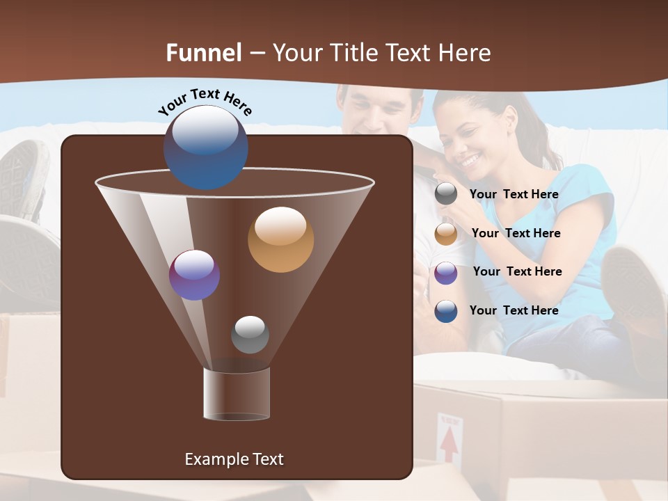 A Man And Woman Sitting On A Couch Surrounded By Boxes PowerPoint Template