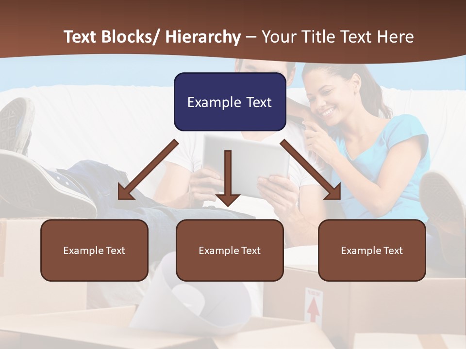 A Man And Woman Sitting On A Couch Surrounded By Boxes PowerPoint Template