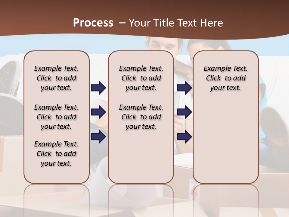 A Man And Woman Sitting On A Couch Surrounded By Boxes PowerPoint Template