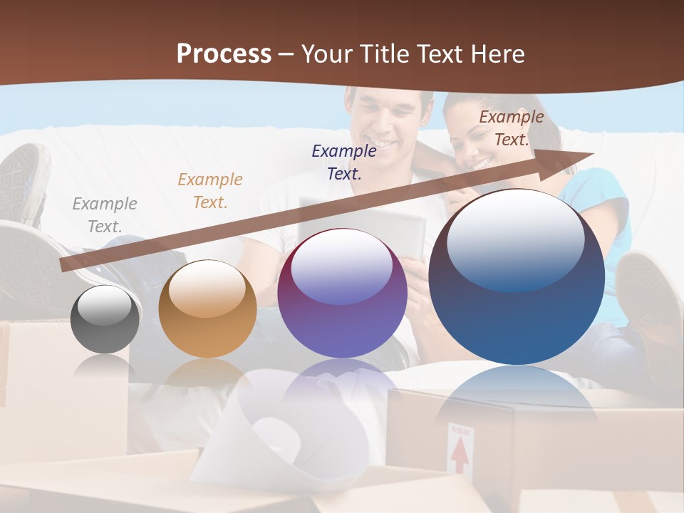 A Man And Woman Sitting On A Couch Surrounded By Boxes PowerPoint Template