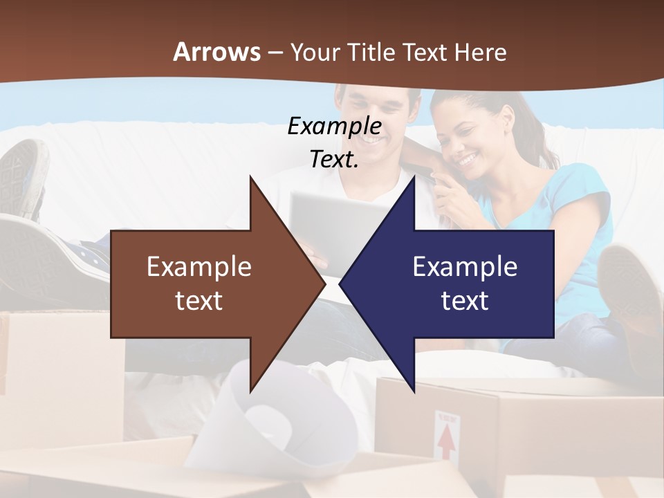 A Man And Woman Sitting On A Couch Surrounded By Boxes PowerPoint Template
