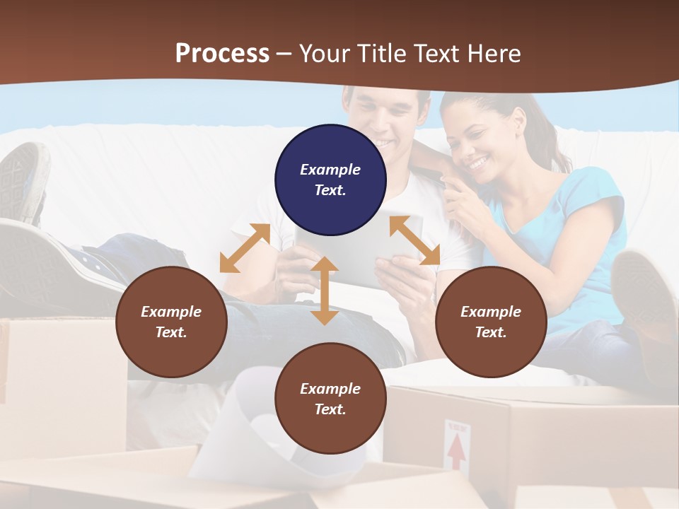 A Man And Woman Sitting On A Couch Surrounded By Boxes PowerPoint Template