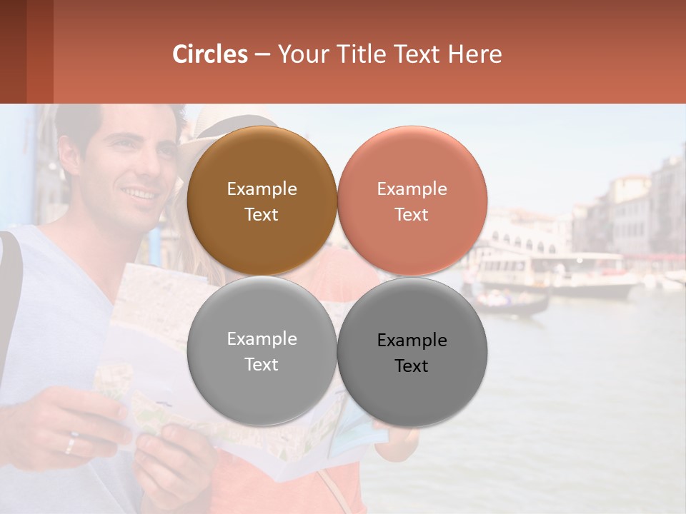 A Man And Woman Holding A Map In Front Of A Body Of Water PowerPoint Template