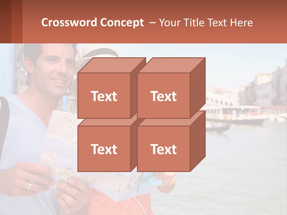 A Man And Woman Holding A Map In Front Of A Body Of Water PowerPoint Template