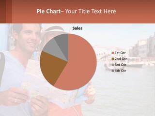 A Man And Woman Holding A Map In Front Of A Body Of Water PowerPoint Template