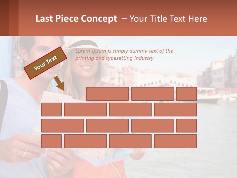 A Man And Woman Holding A Map In Front Of A Body Of Water PowerPoint Template