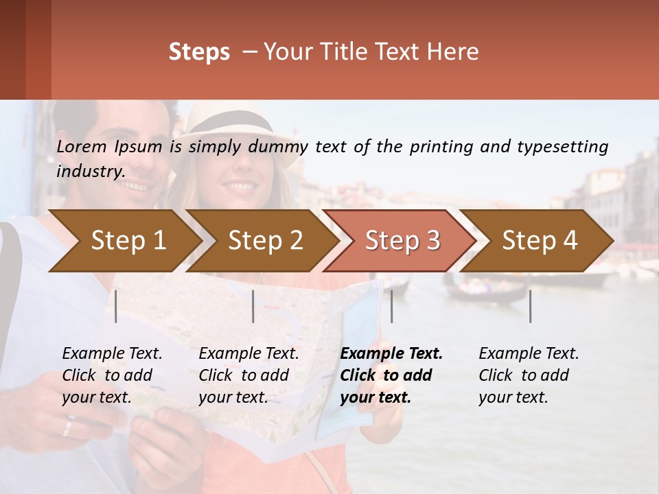 A Man And Woman Holding A Map In Front Of A Body Of Water PowerPoint Template