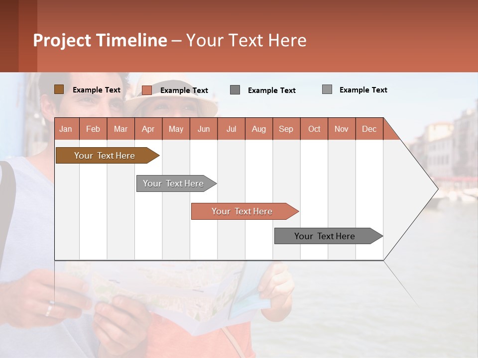 A Man And Woman Holding A Map In Front Of A Body Of Water PowerPoint Template