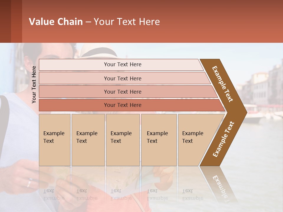 A Man And Woman Holding A Map In Front Of A Body Of Water PowerPoint Template