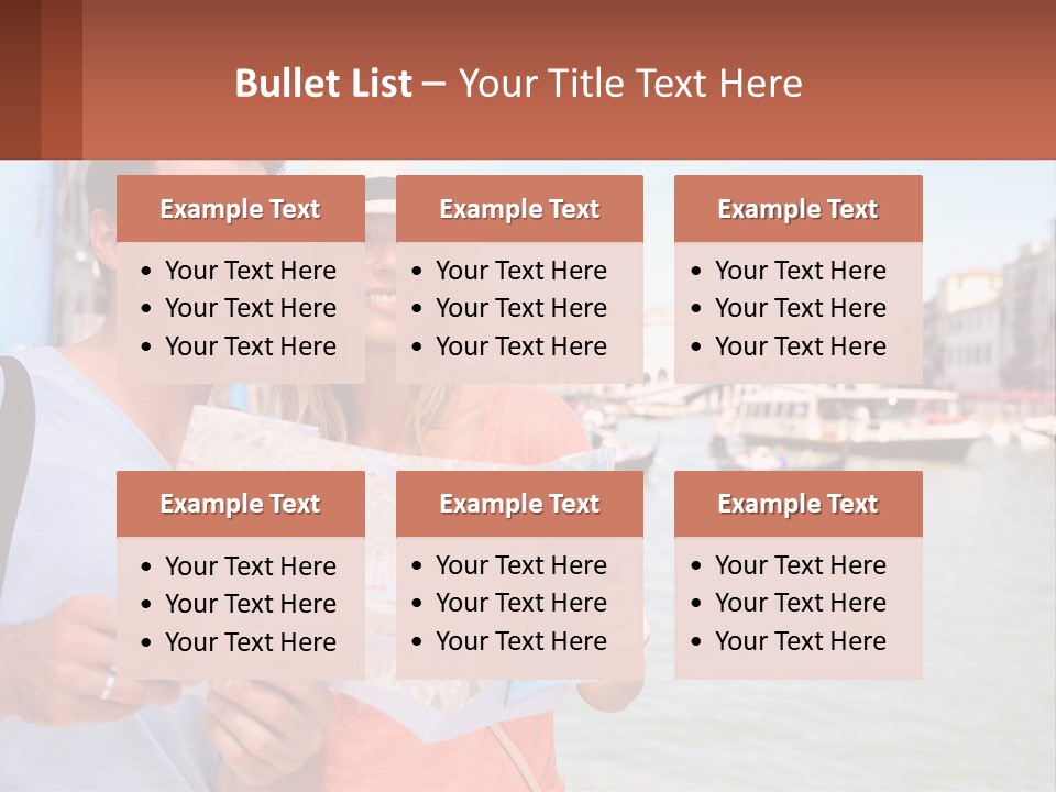 A Man And Woman Holding A Map In Front Of A Body Of Water PowerPoint Template