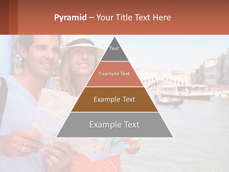 A Man And Woman Holding A Map In Front Of A Body Of Water PowerPoint Template