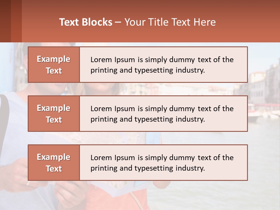 A Man And Woman Holding A Map In Front Of A Body Of Water PowerPoint Template
