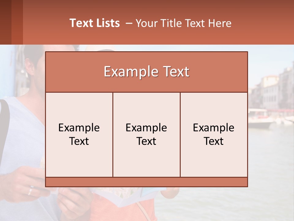 A Man And Woman Holding A Map In Front Of A Body Of Water PowerPoint Template