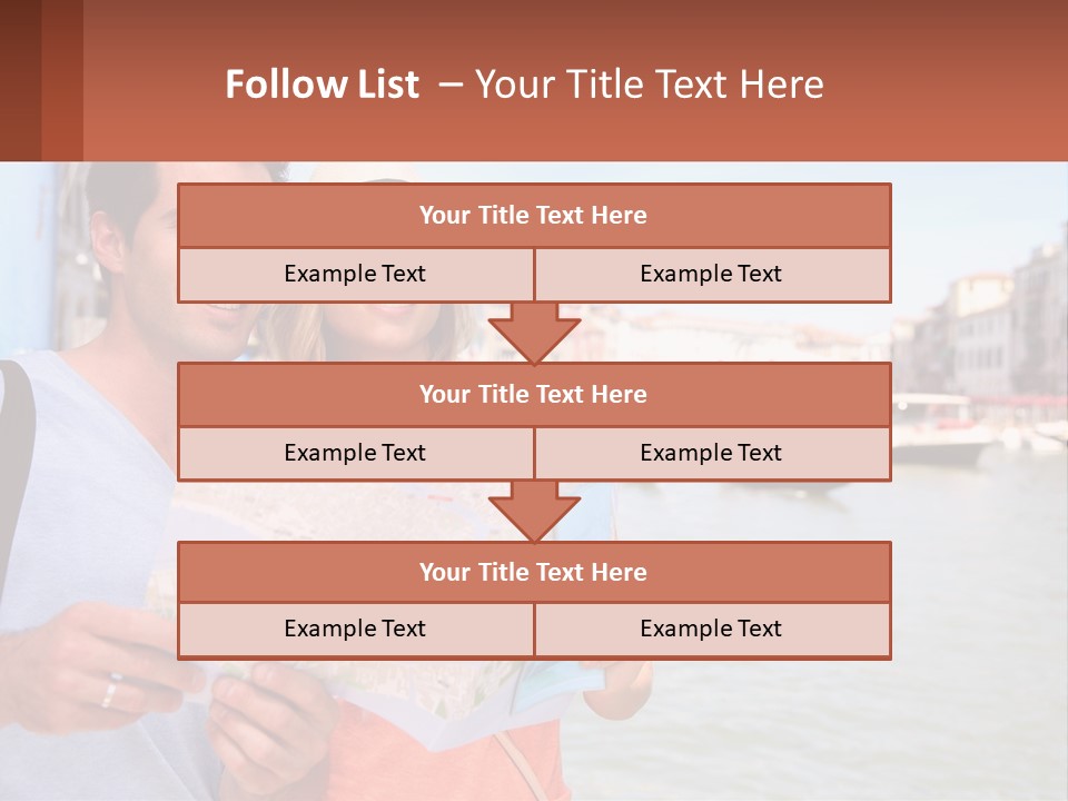 A Man And Woman Holding A Map In Front Of A Body Of Water PowerPoint Template