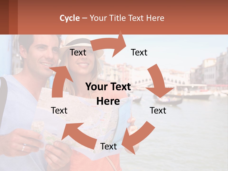 A Man And Woman Holding A Map In Front Of A Body Of Water PowerPoint Template