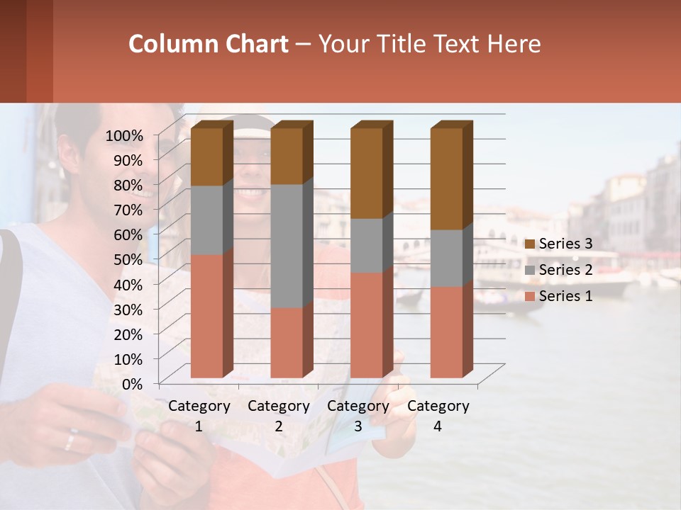 A Man And Woman Holding A Map In Front Of A Body Of Water PowerPoint Template