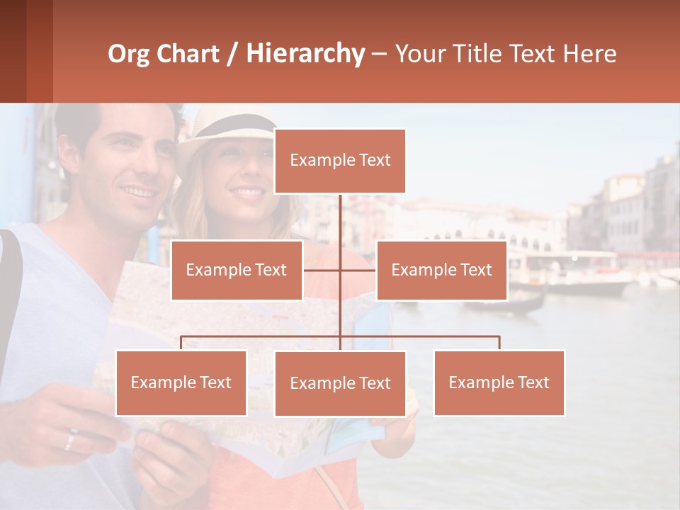 A Man And Woman Holding A Map In Front Of A Body Of Water PowerPoint Template