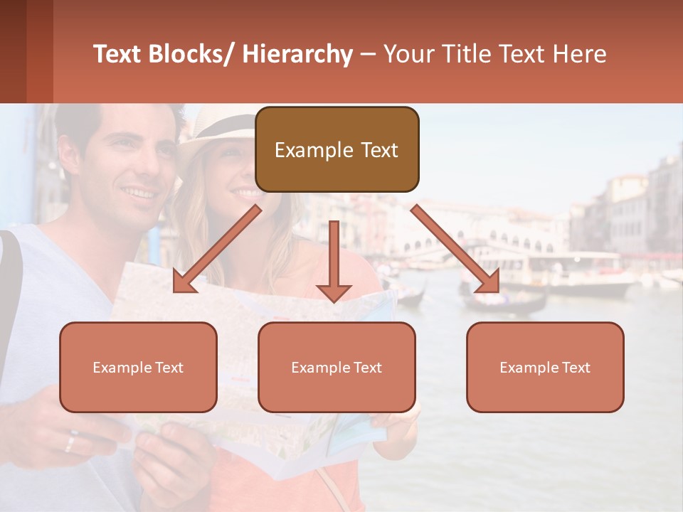 A Man And Woman Holding A Map In Front Of A Body Of Water PowerPoint Template