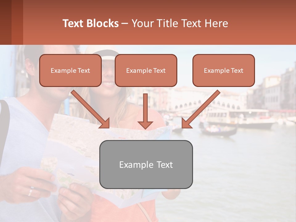 A Man And Woman Holding A Map In Front Of A Body Of Water PowerPoint Template