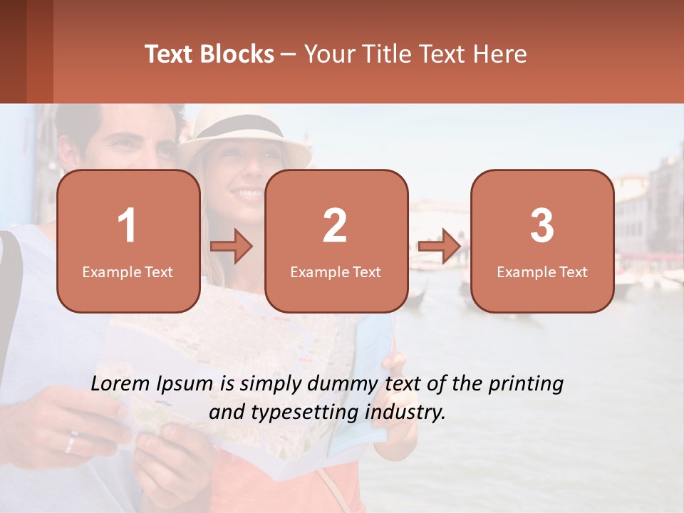 A Man And Woman Holding A Map In Front Of A Body Of Water PowerPoint Template