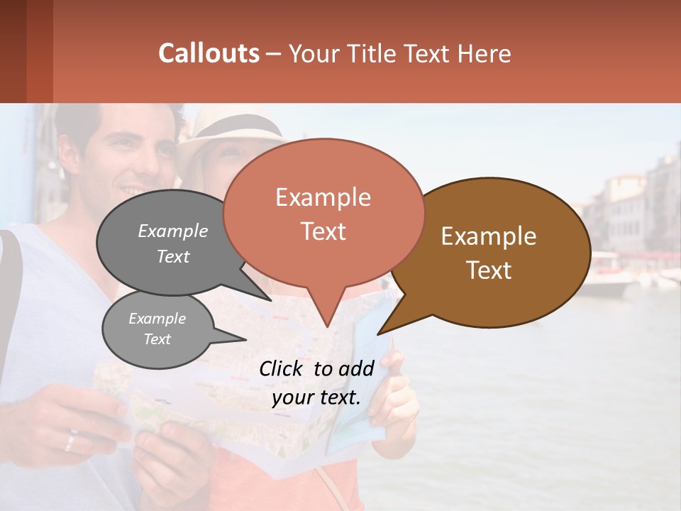 A Man And Woman Holding A Map In Front Of A Body Of Water PowerPoint Template