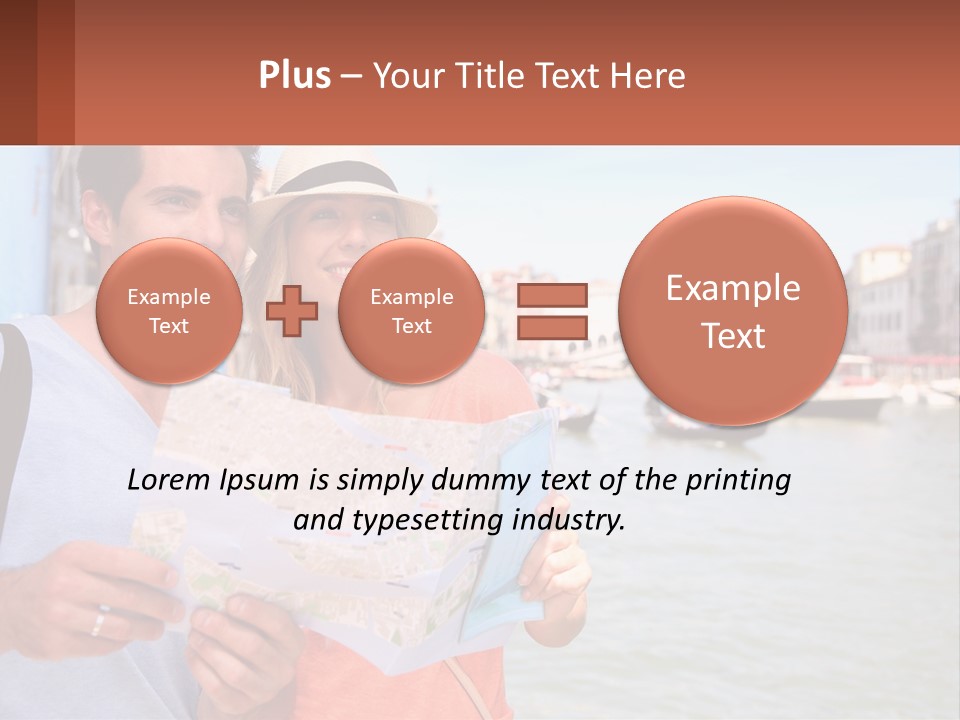 A Man And Woman Holding A Map In Front Of A Body Of Water PowerPoint Template