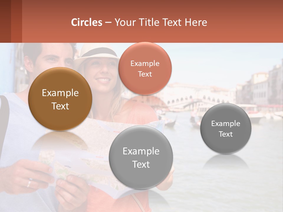 A Man And Woman Holding A Map In Front Of A Body Of Water PowerPoint Template