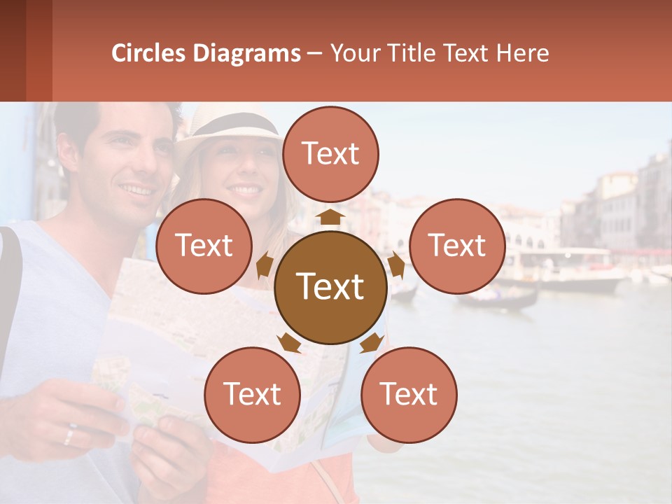 A Man And Woman Holding A Map In Front Of A Body Of Water PowerPoint Template