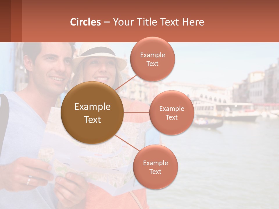 A Man And Woman Holding A Map In Front Of A Body Of Water PowerPoint Template