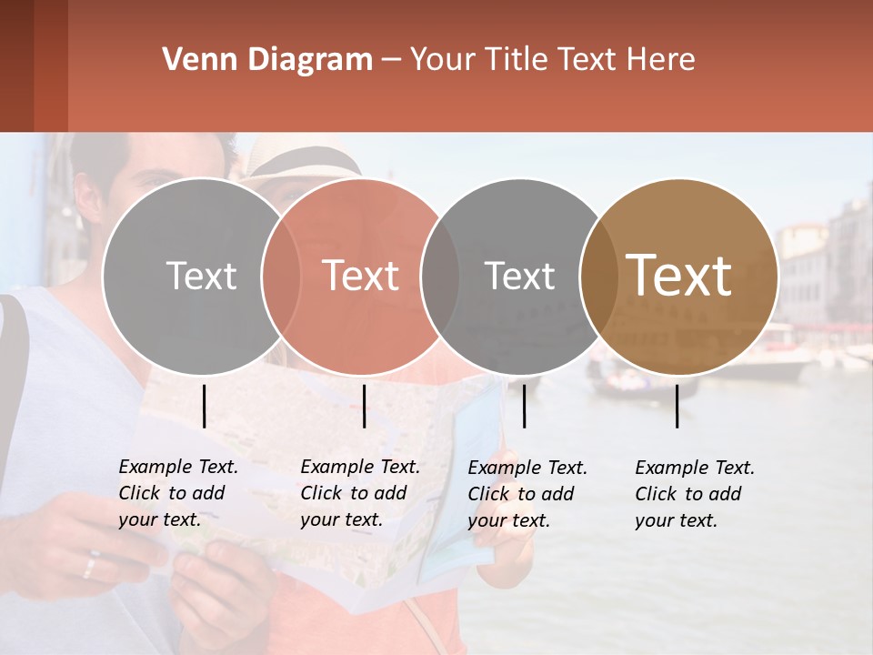 A Man And Woman Holding A Map In Front Of A Body Of Water PowerPoint Template