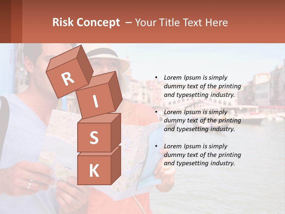 A Man And Woman Holding A Map In Front Of A Body Of Water PowerPoint Template