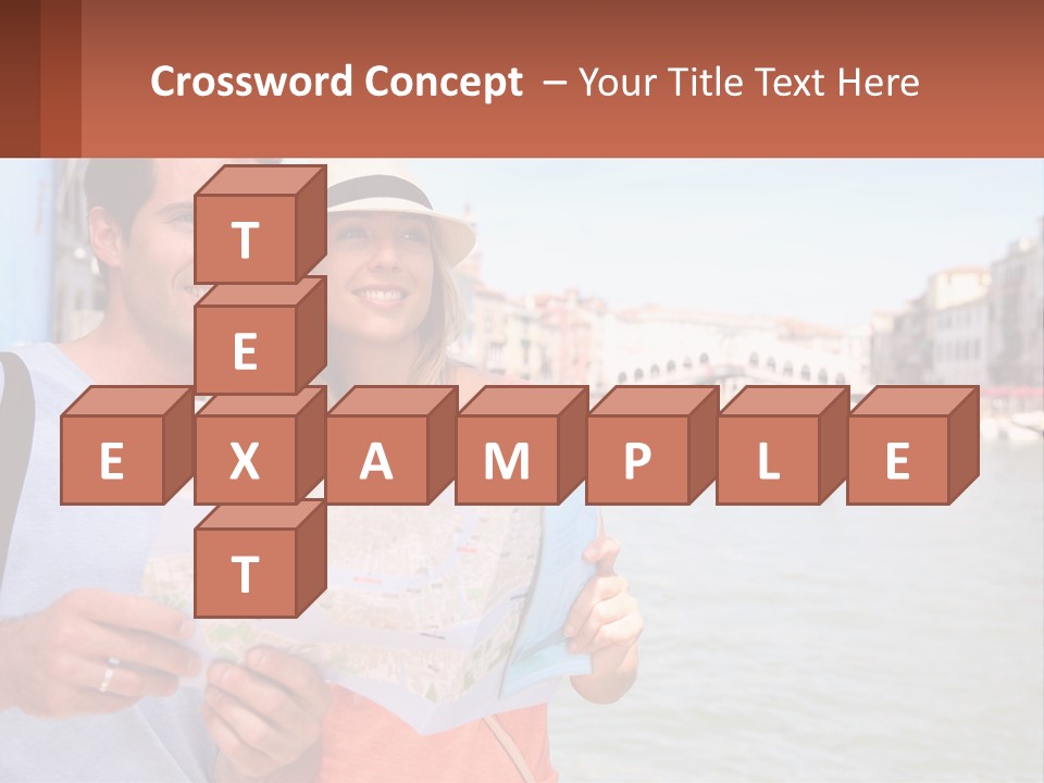 A Man And Woman Holding A Map In Front Of A Body Of Water PowerPoint Template