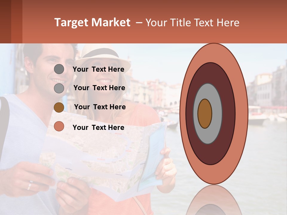 A Man And Woman Holding A Map In Front Of A Body Of Water PowerPoint Template