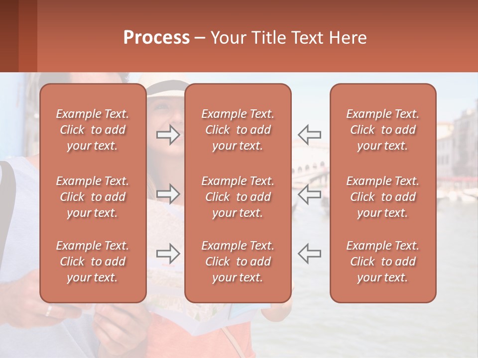 A Man And Woman Holding A Map In Front Of A Body Of Water PowerPoint Template
