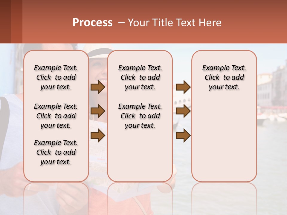 A Man And Woman Holding A Map In Front Of A Body Of Water PowerPoint Template