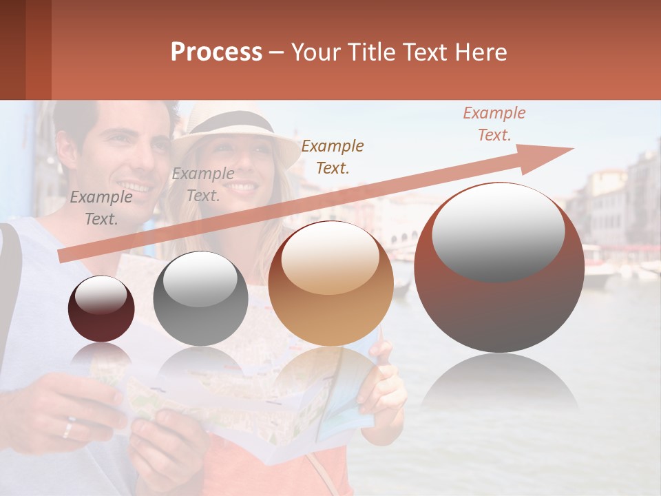 A Man And Woman Holding A Map In Front Of A Body Of Water PowerPoint Template