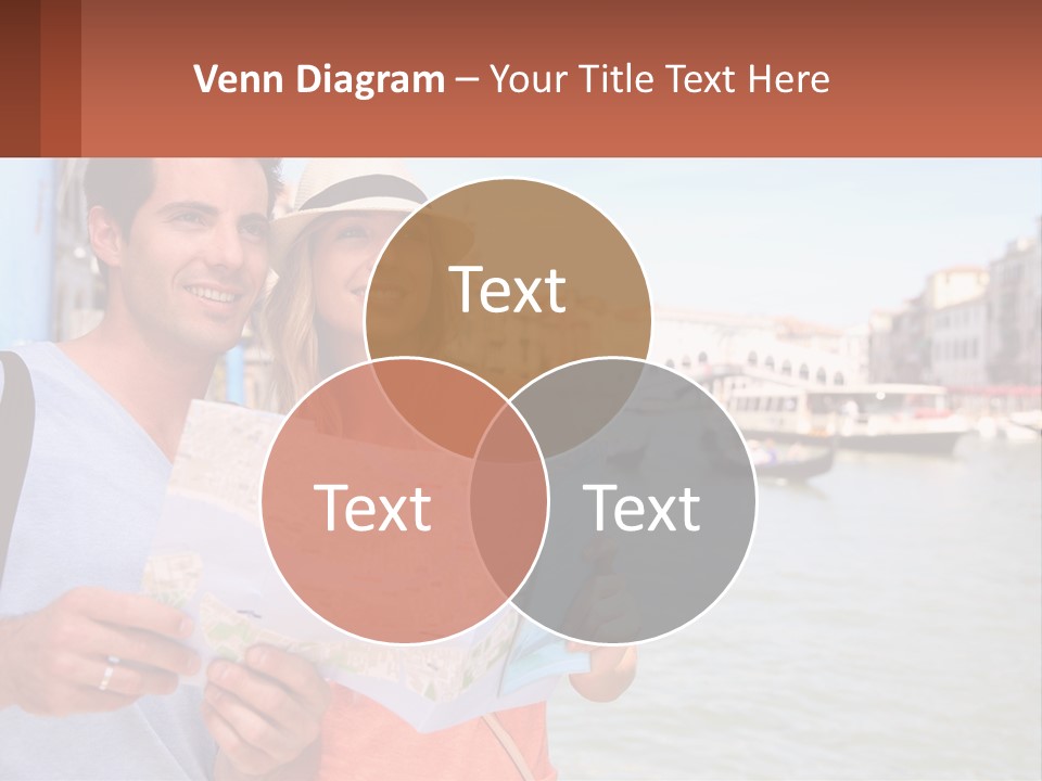 A Man And Woman Holding A Map In Front Of A Body Of Water PowerPoint Template