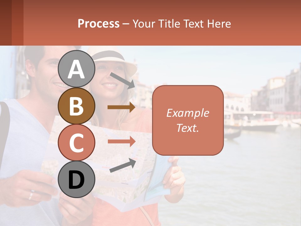 A Man And Woman Holding A Map In Front Of A Body Of Water PowerPoint Template