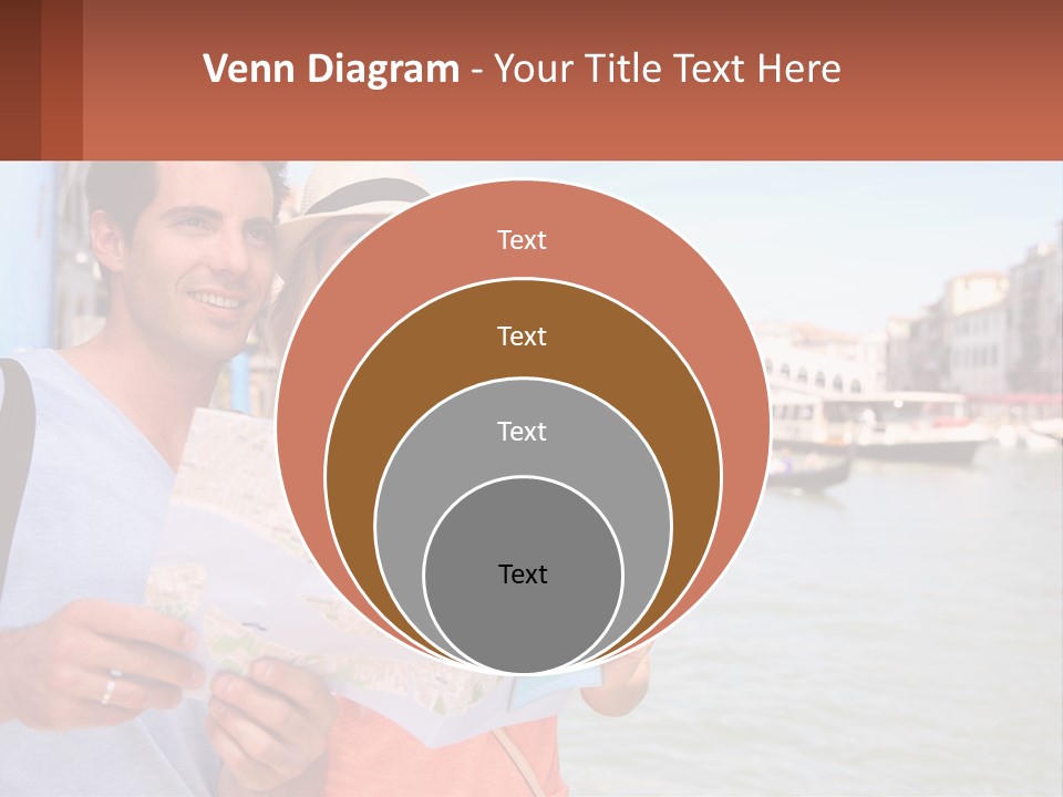 A Man And Woman Holding A Map In Front Of A Body Of Water PowerPoint Template