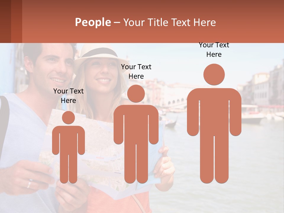 A Man And Woman Holding A Map In Front Of A Body Of Water PowerPoint Template