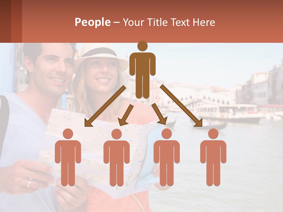 A Man And Woman Holding A Map In Front Of A Body Of Water PowerPoint Template