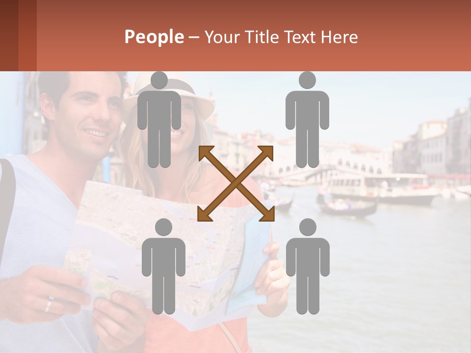 A Man And Woman Holding A Map In Front Of A Body Of Water PowerPoint Template