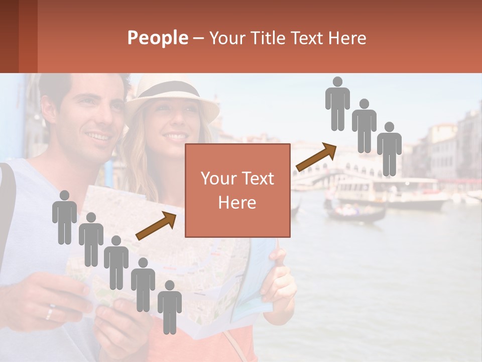 A Man And Woman Holding A Map In Front Of A Body Of Water PowerPoint Template