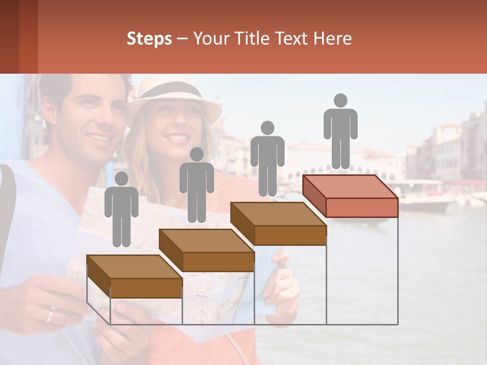 A Man And Woman Holding A Map In Front Of A Body Of Water PowerPoint Template