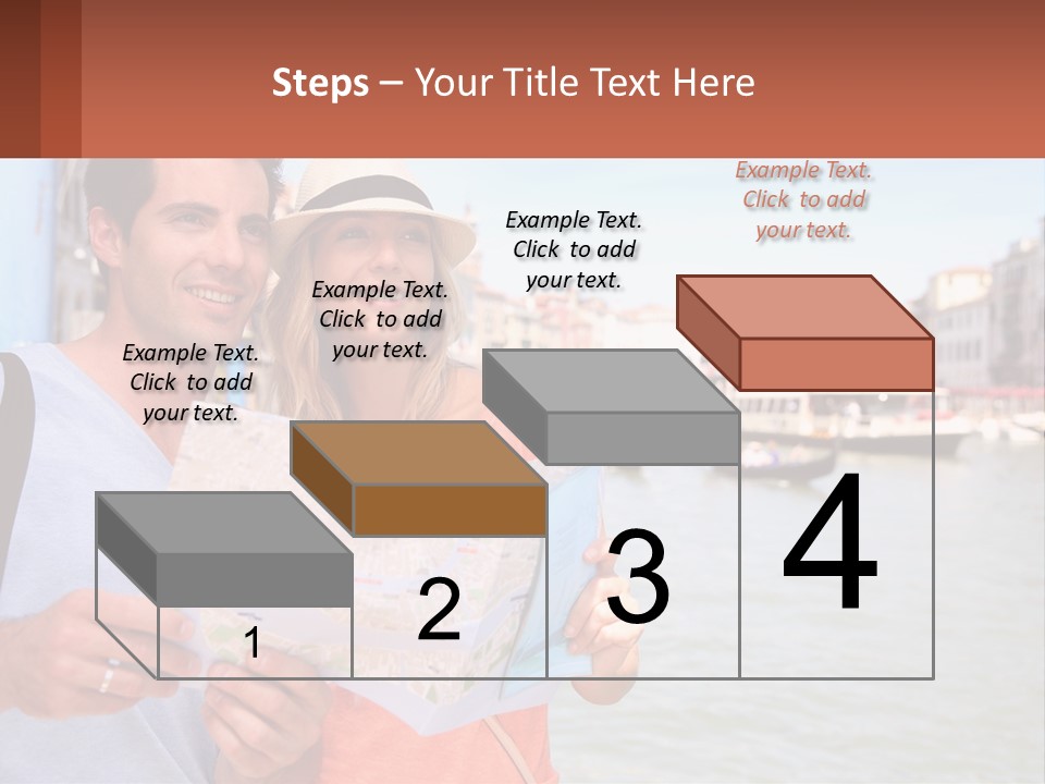 A Man And Woman Holding A Map In Front Of A Body Of Water PowerPoint Template