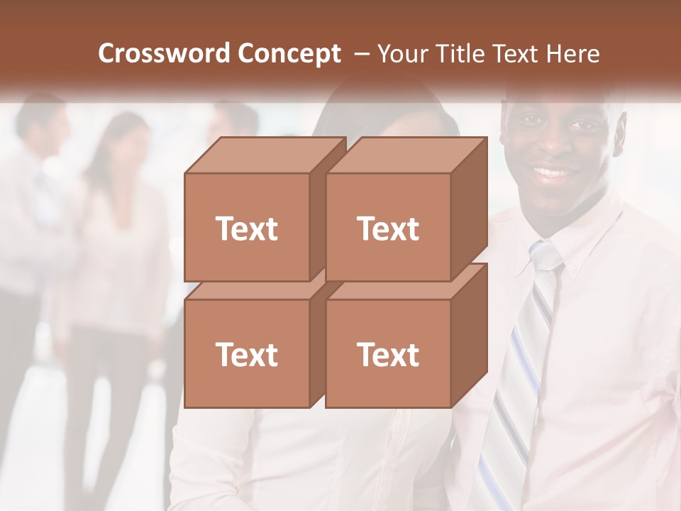 A Man And A Woman Standing Together In Front Of A Group Of People PowerPoint Template