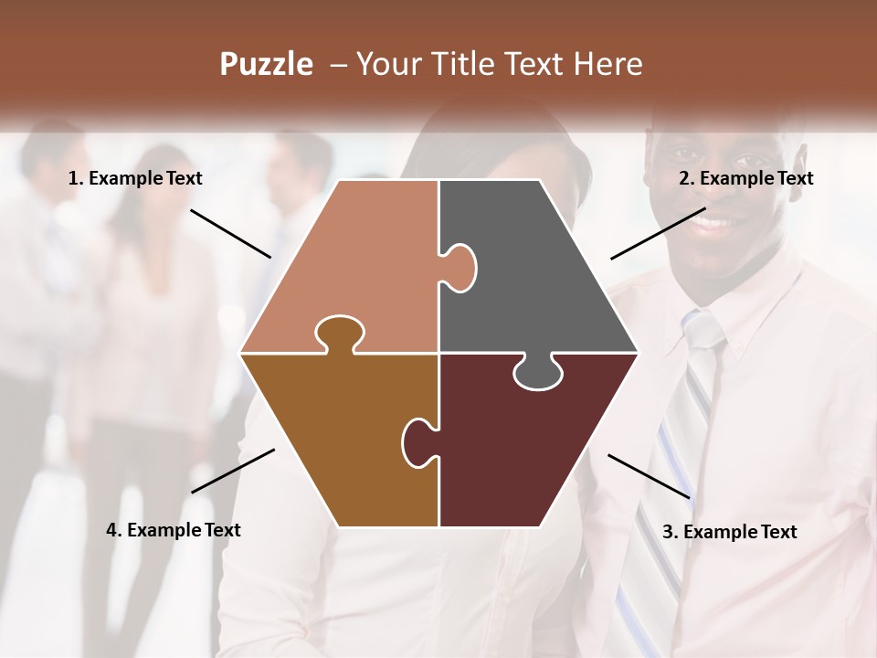 A Man And A Woman Standing Together In Front Of A Group Of People PowerPoint Template