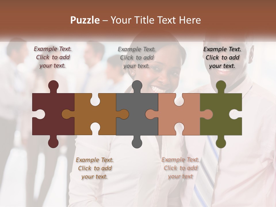 A Man And A Woman Standing Together In Front Of A Group Of People PowerPoint Template